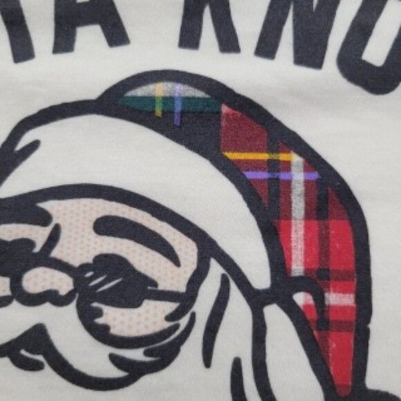 Old Navy Easy Tee Women XL Santa Knows What's Up Short Sleeve T-Shirt Cream - Picture 7 of 7
